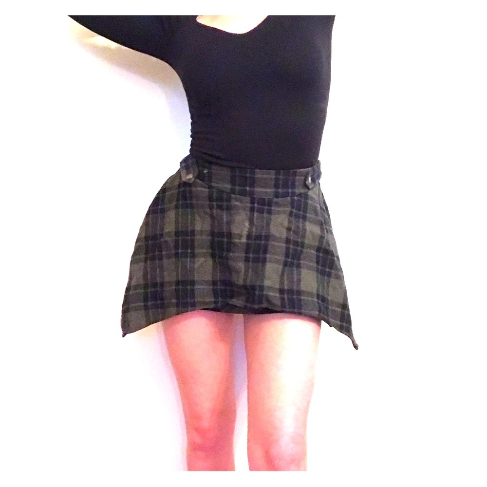 Asymmetrical Plaid Skirt